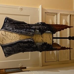 NWT Ania. A gray and deep coral embellished velvety vest Sz XL